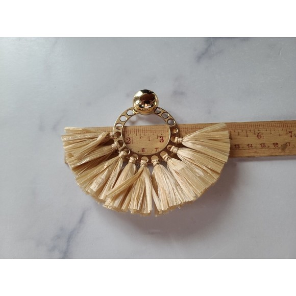 Straw Hoop Dangling Pierced Earrings - Picture 10 of 10